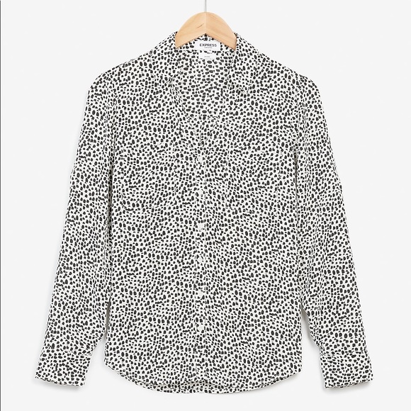 Express leopard print portofino button down NWT - Picture 1 of 2
